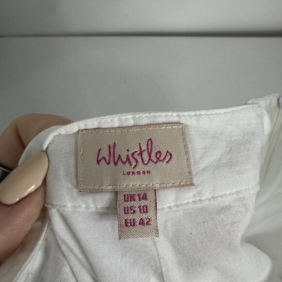 Whistles Skirt Womens 10 White Floral Embroidered Midi Boho Cottagecore Country - Picture 9 of 13